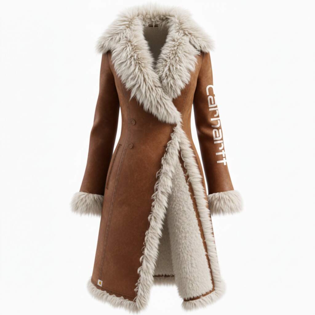 Luxurious Faux Fur Trimmed Long Coat for Winter Elegance