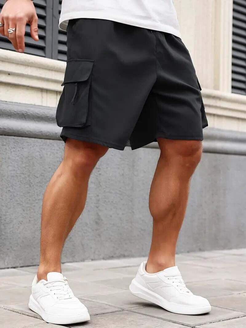 🔥Men's 8-Pack Plus Size Solid Flap Pocket Cargo Shorts