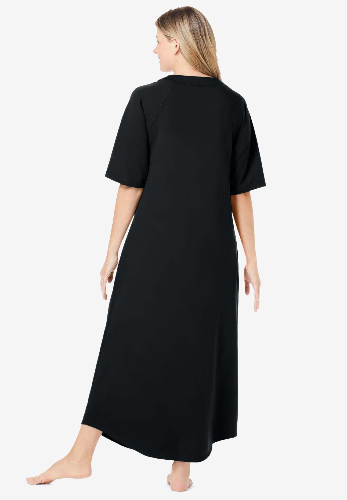 Long French Terry Zip-Front Robe
