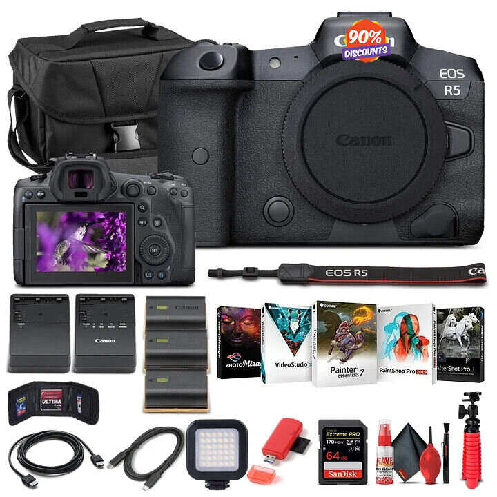 EOS R5 Mirrorless Camera Body Only 4147C002 - Advanced Bundle