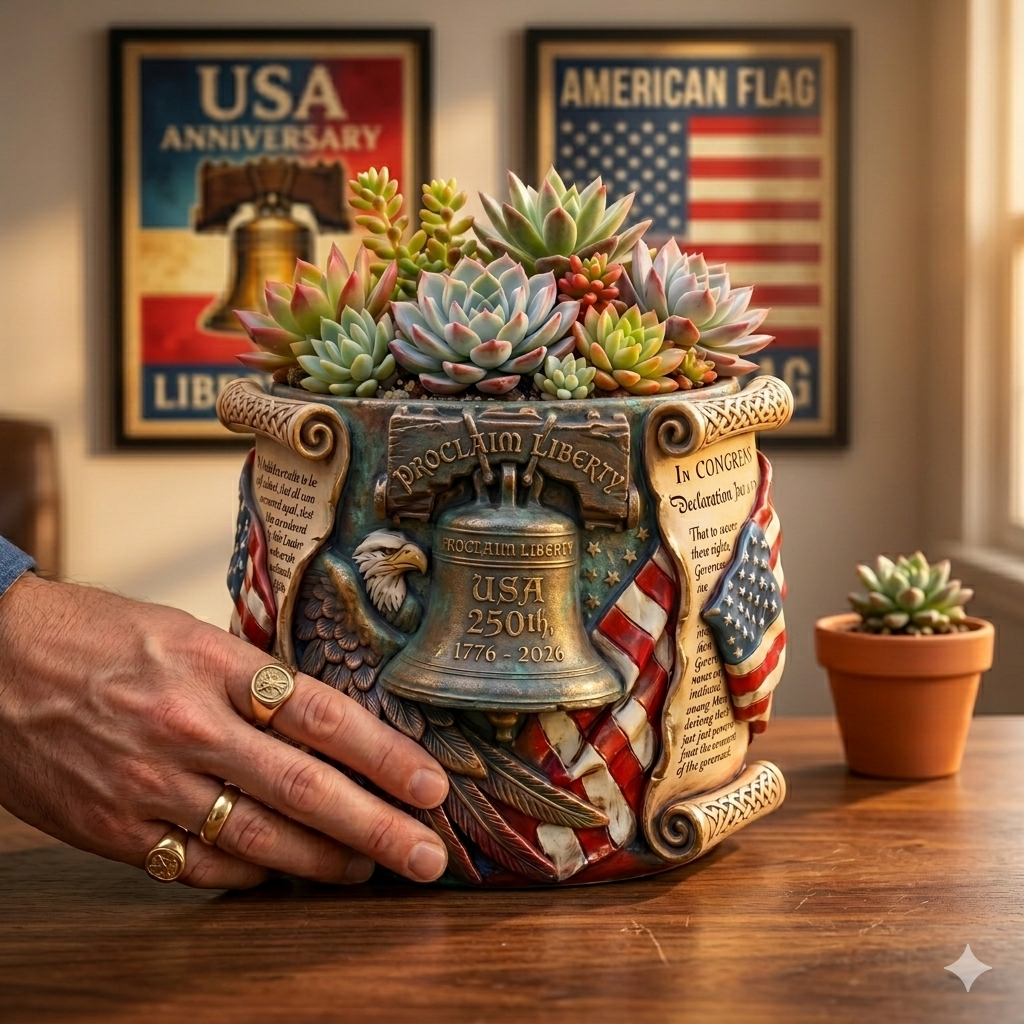 🎁USA 250th Anniversary Liberty Bell Limited Edition Succulent Planter 🌵