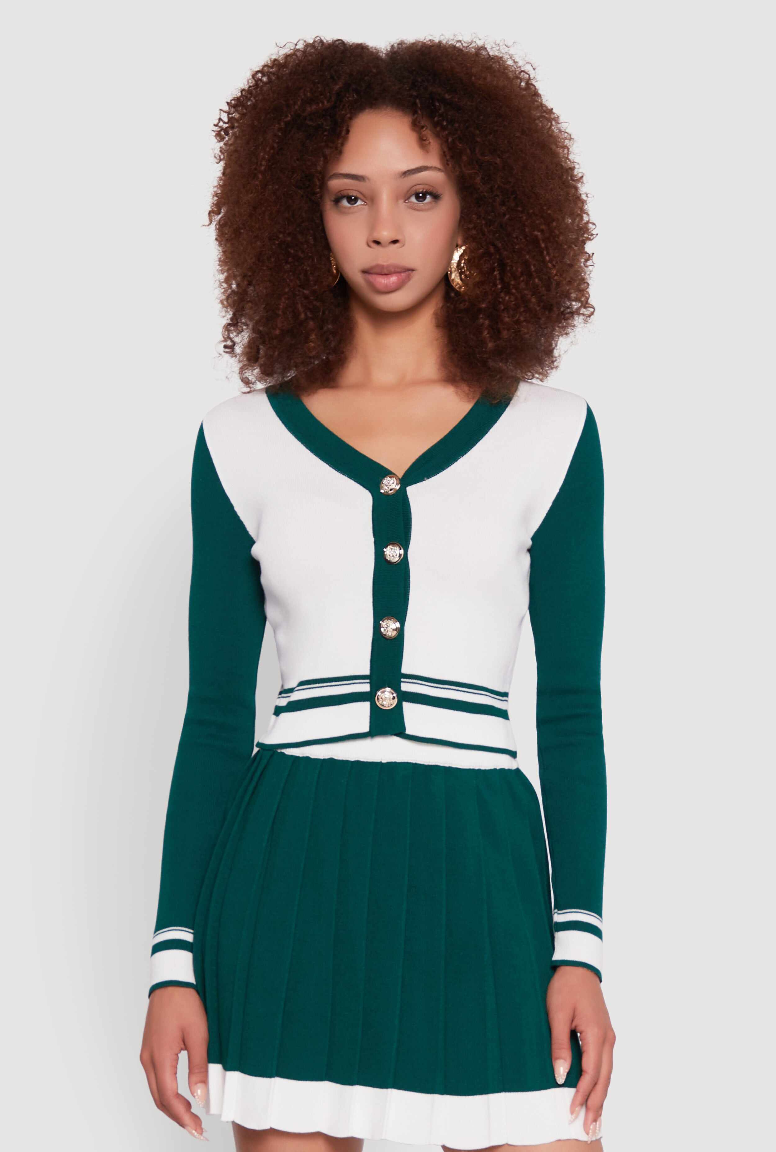Color Blocked Crop Cardigan