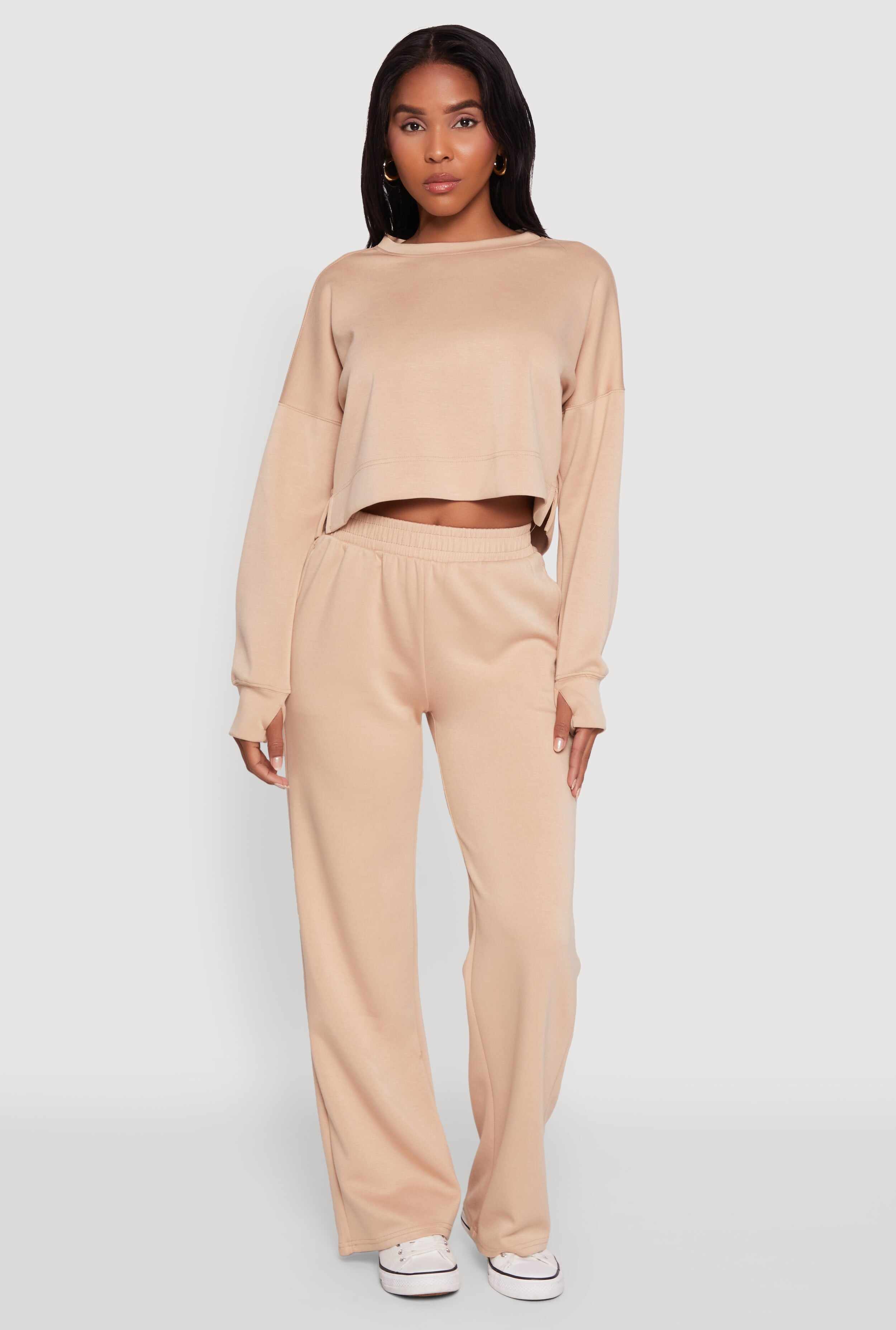 Crew Neck Long Sleeve Crop Top