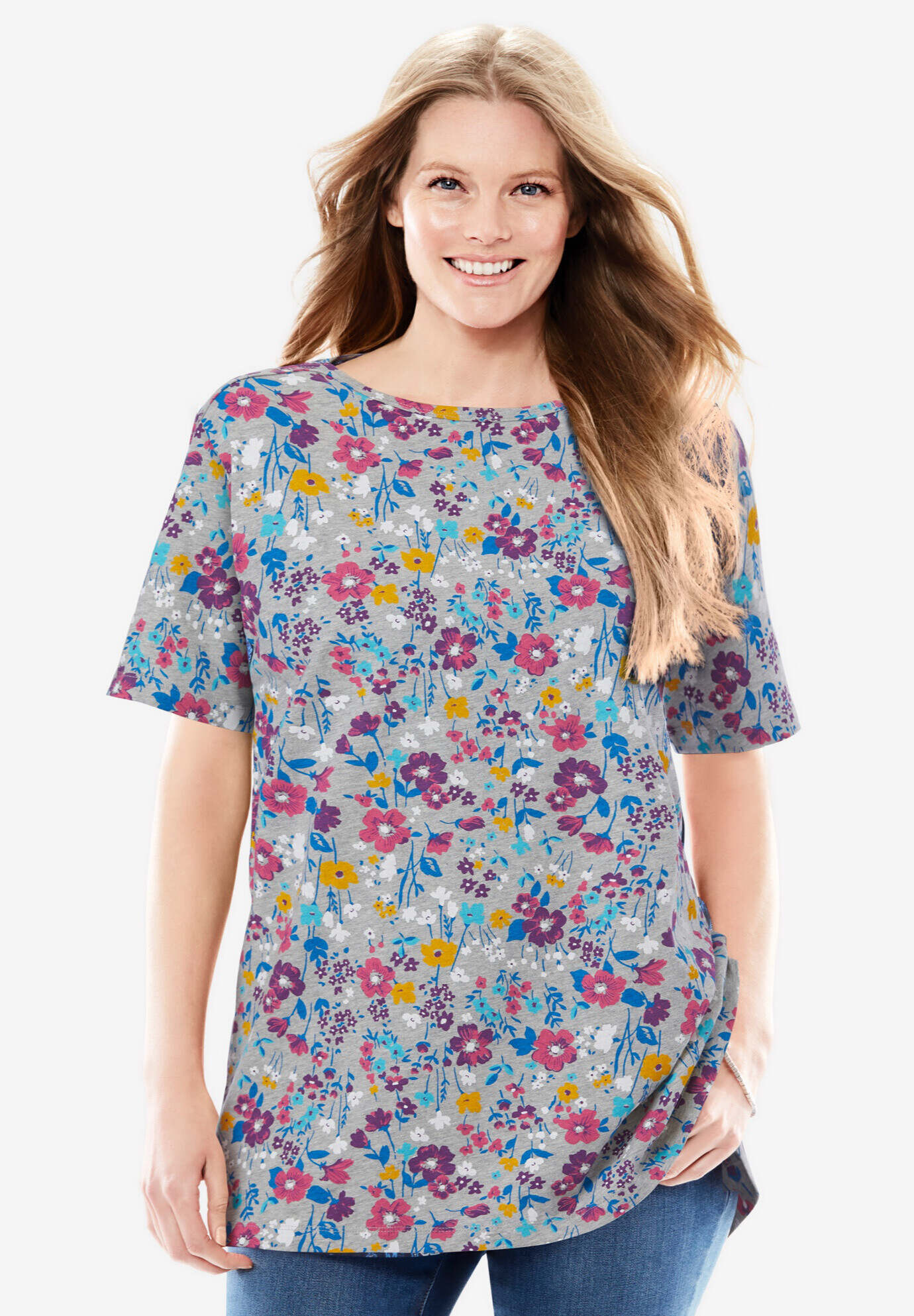 Perfect Printed Short-Sleeve Boatneck Tunic