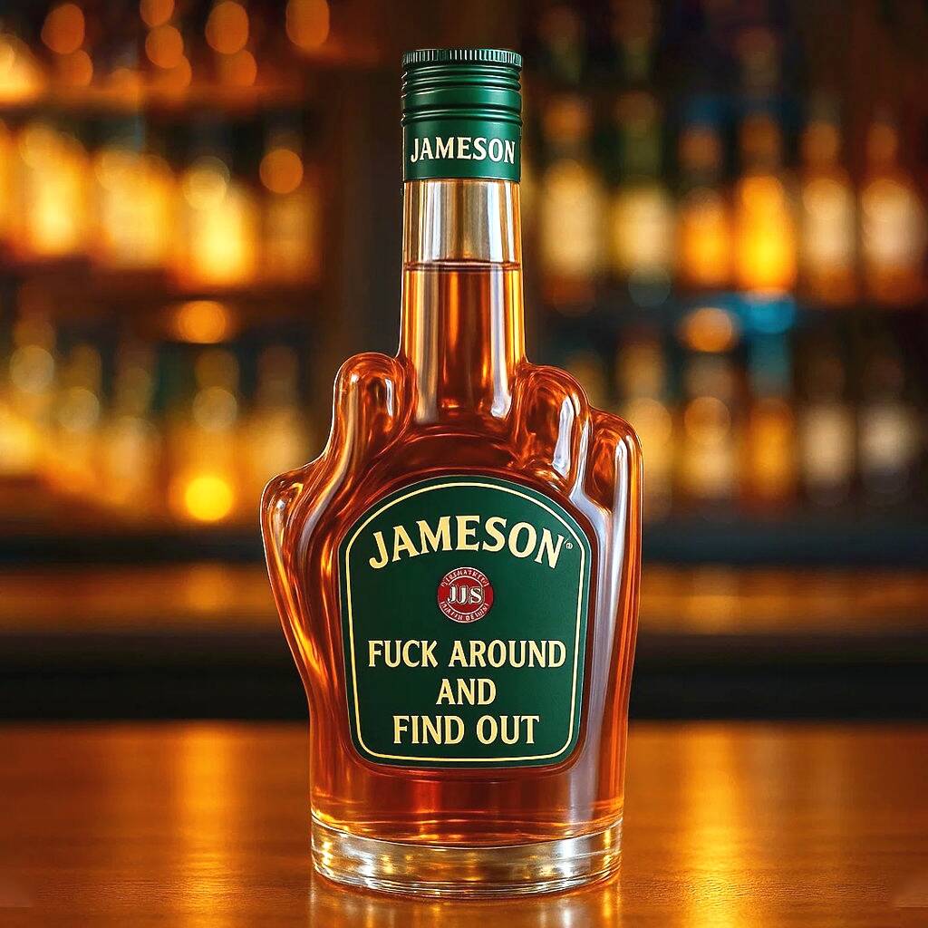 Swear middle finger whisky bottle