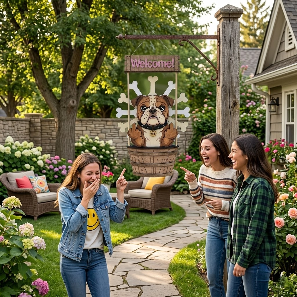 🖕🐶 Middle Finger Bulldog Wind Spinner