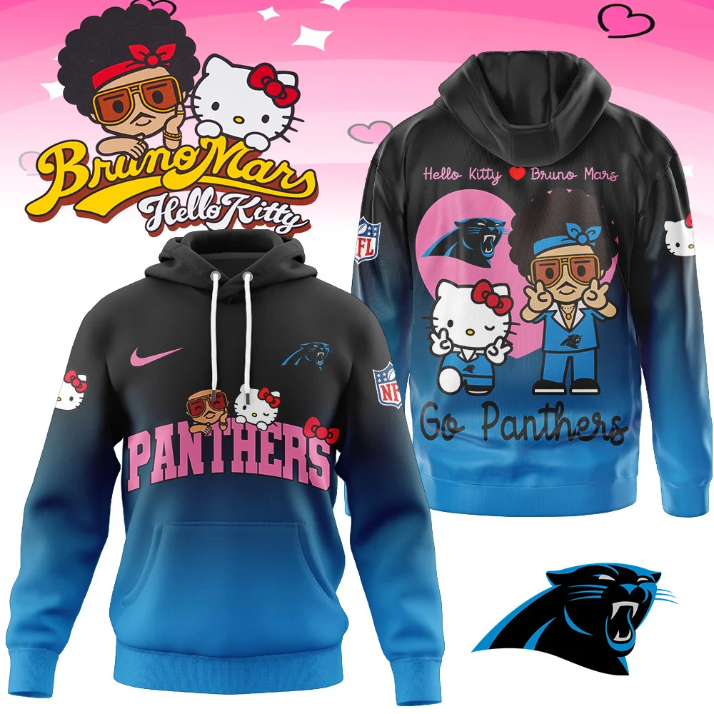 Carolina Panthers | Premium NFL Hello Kitty And Bruno Mars 3D Hoodie NP