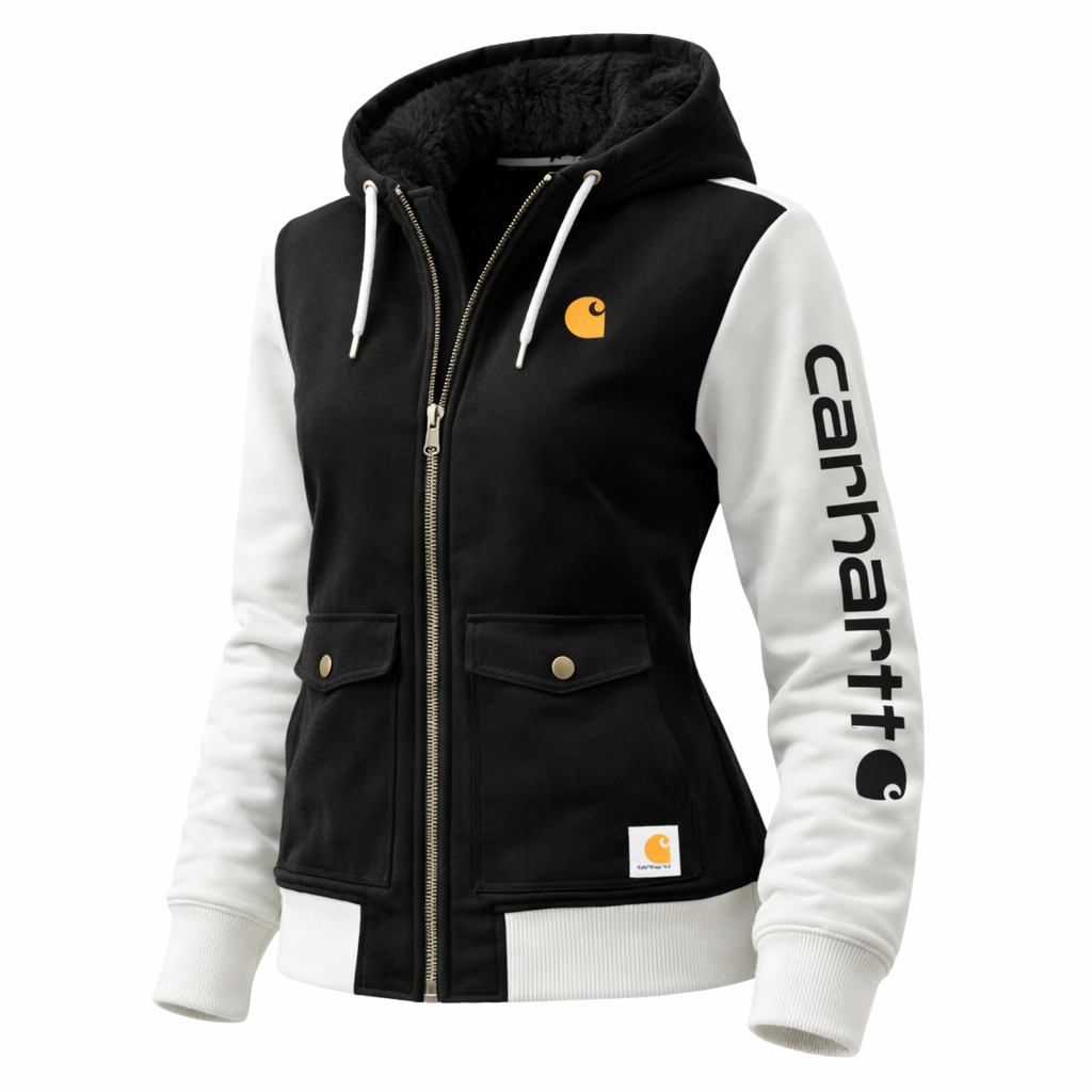Women's Color Block Hooded Sherpa Lined Jacket