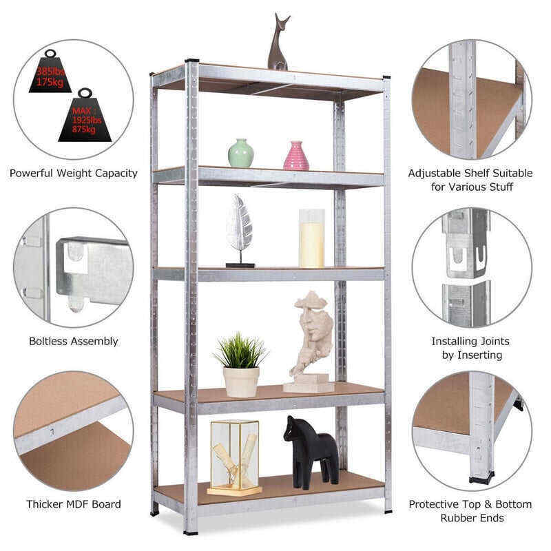 72 Inch 5-Shelf Steel Garage Storage Rack Display Stand with Adjustable Shelves