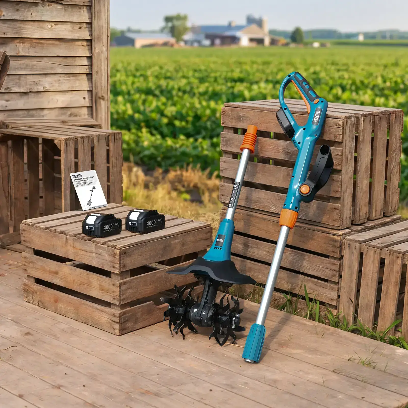 Electric Tiller for Gardening, 360 RPM Rototiller Cordless Cultivator, Total 8000mAh Battery Powered Garden Tiller 4 Pcs Blades for Smooth Tilling, Handheld Tiller for Raised Garden Beds Outdoorfun#SummerVibes