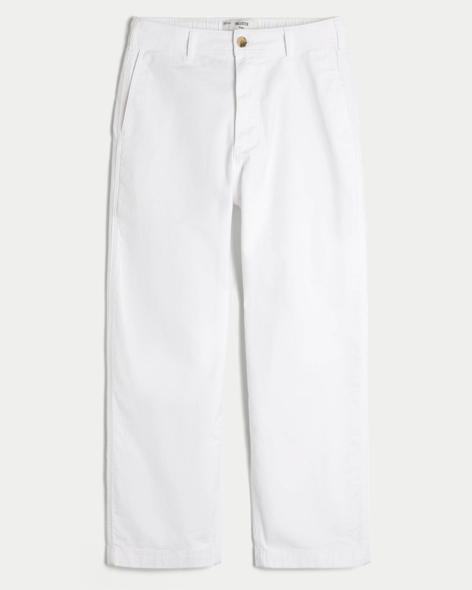 Linen-Blend Flex Waist Baggy Pants