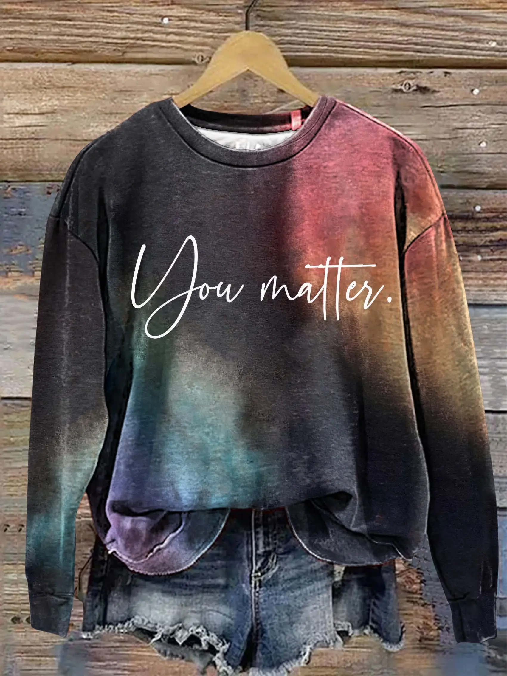 You Matter Motivational Print Casual  Sweatshirt