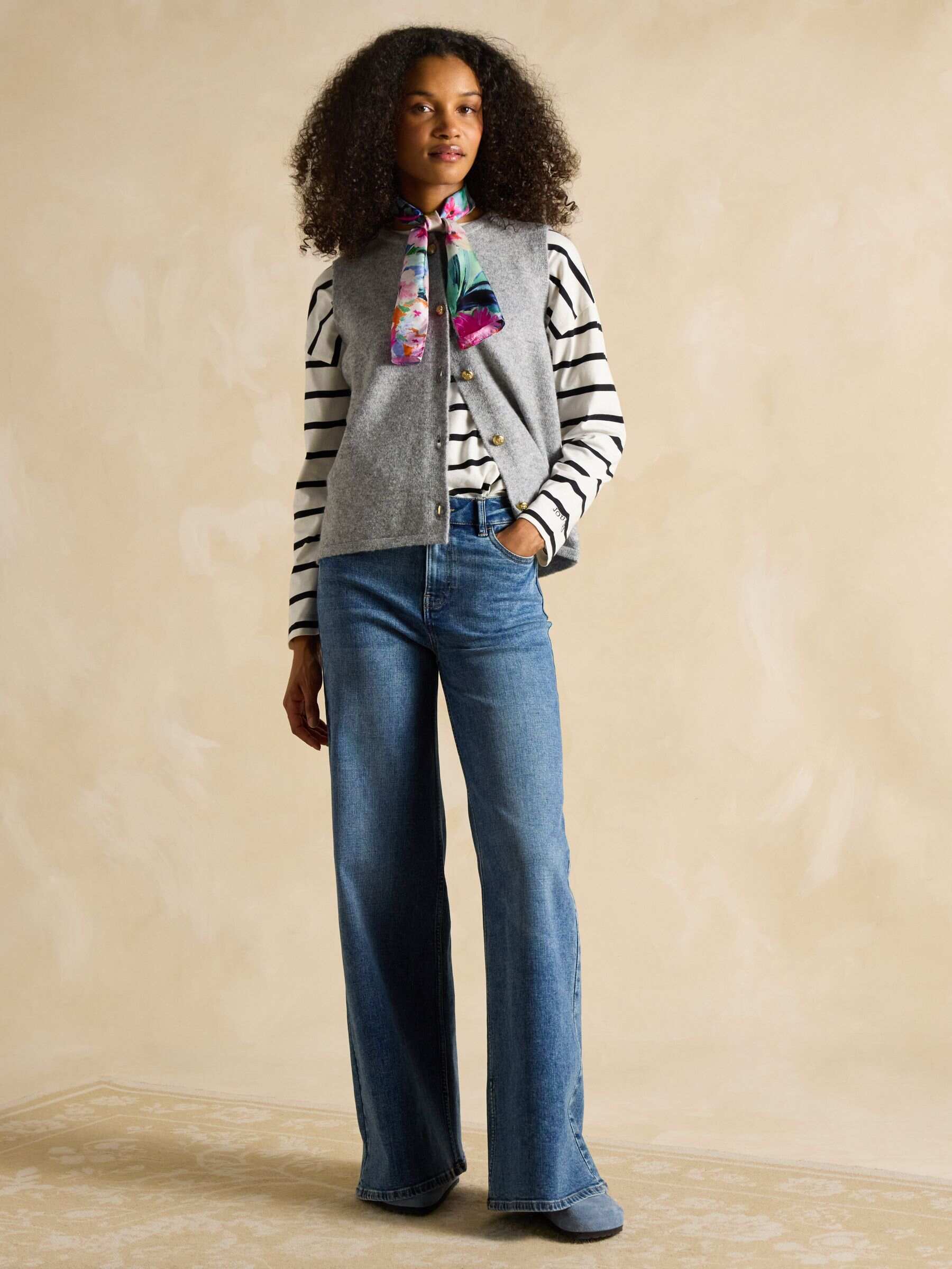 Ellie Black/Cream Long Sleeve Jersey Top