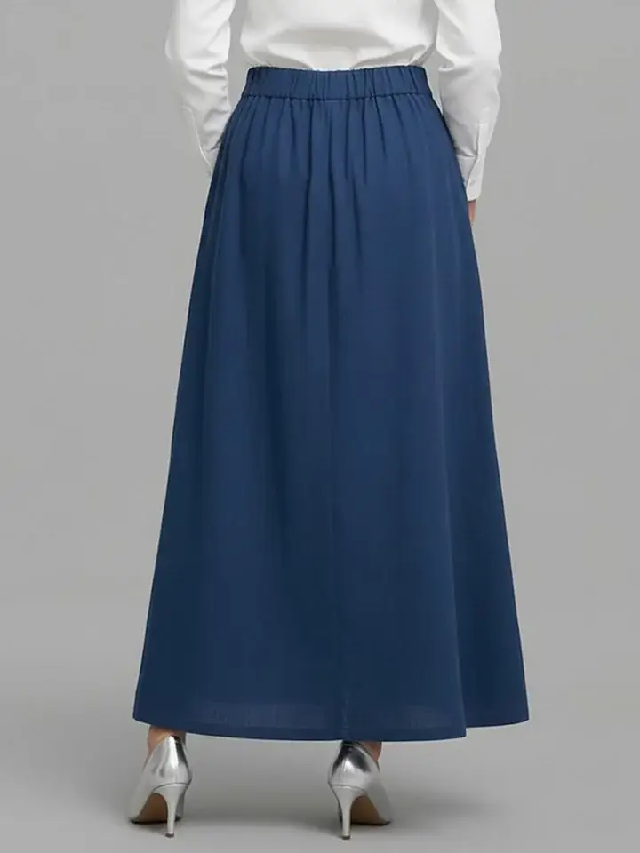 🔥Summer Arrivals🌟Women's Elastic Waist Casual Loose Cotton And Linen Midi Skirt