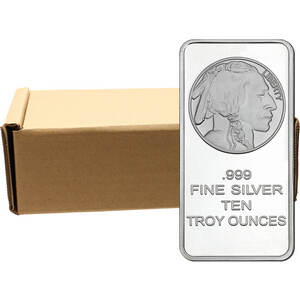 10 oz Silvertowne Mint Buffalo Silver Bar.