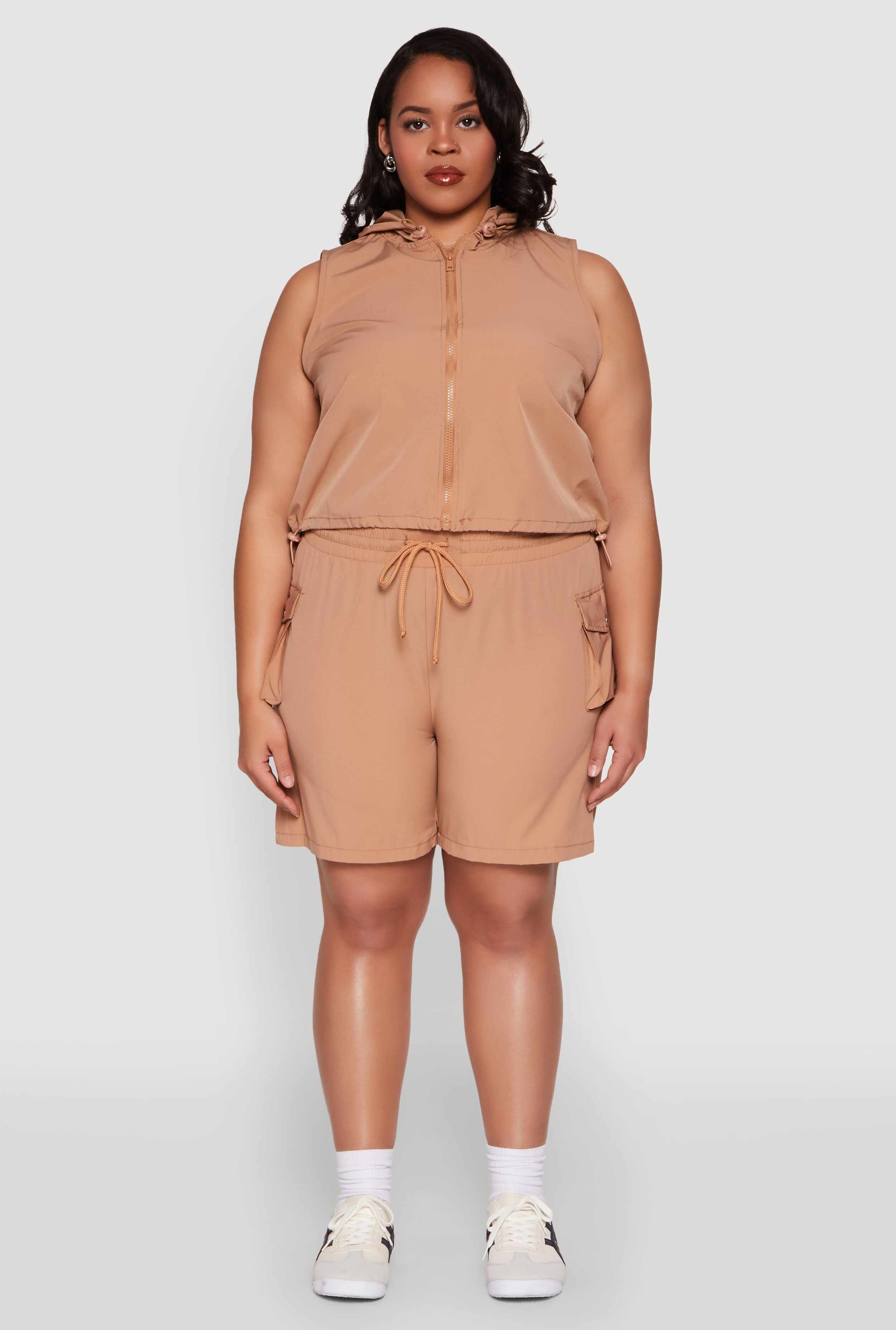 Plus Size Toggle Drawstring Hem Crop Top
