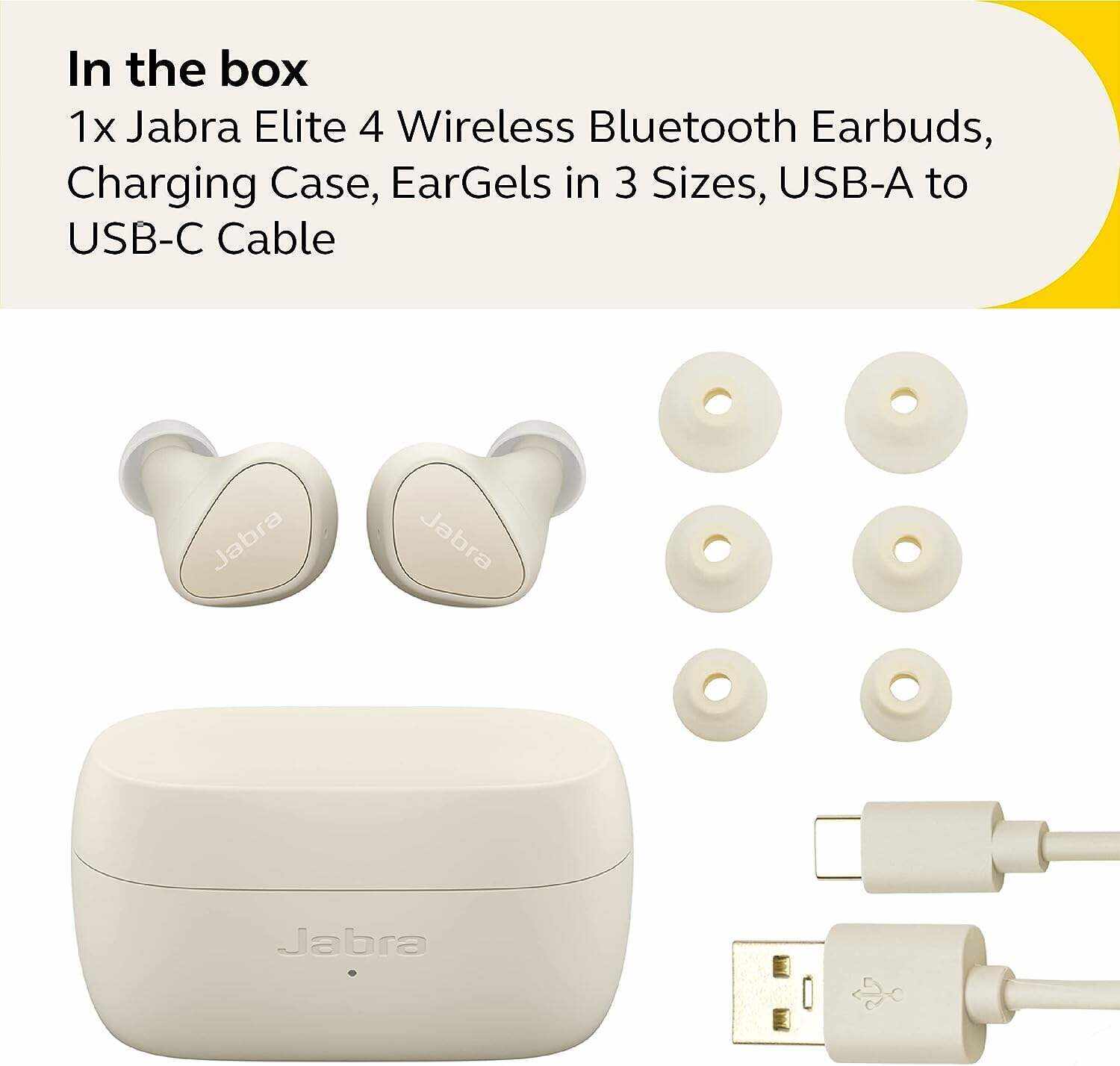 Jabra Elite 10 True Wireless Earbuds – Advanced Active Noise Cancelling Earbuds with Next-Level Dolby Atmos Surround Sound –All-Day Comfort, Multipoint Bluetooth, Wireless Charging – Cream