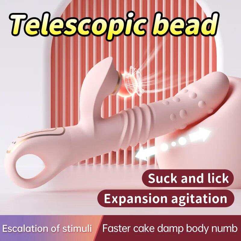 Fully Automatic Sucking & Telescopic Vibrator – Remote-Controlled, Heated Bead Swing Massager for Women