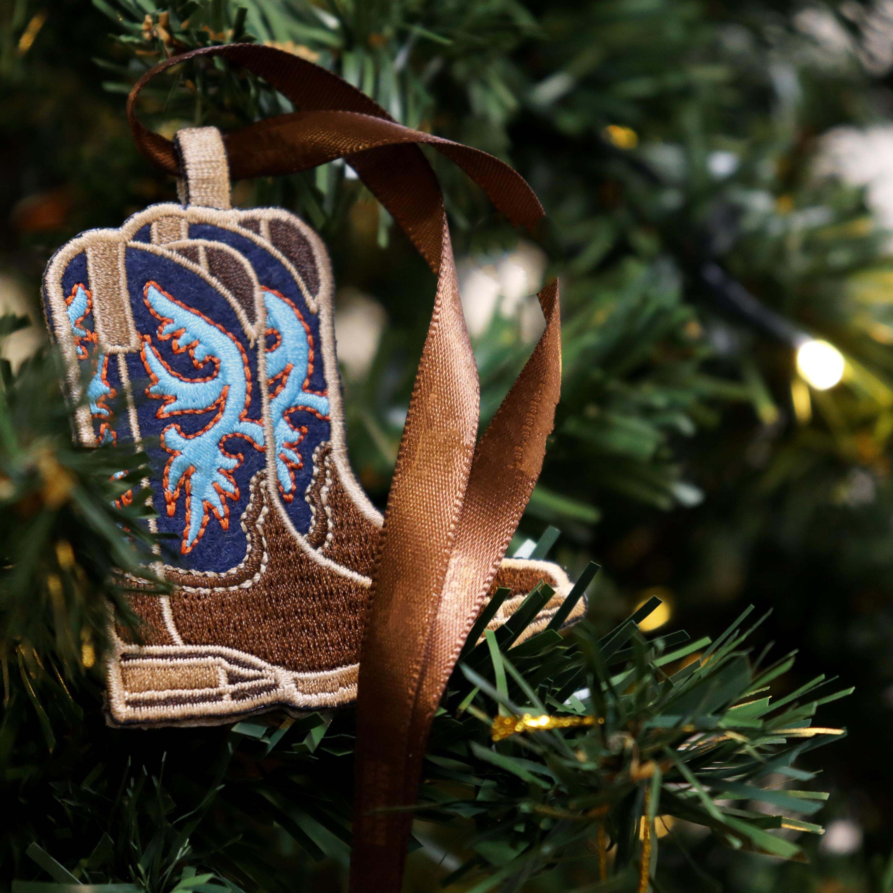 Cowboy Boots Embroidered Ornament