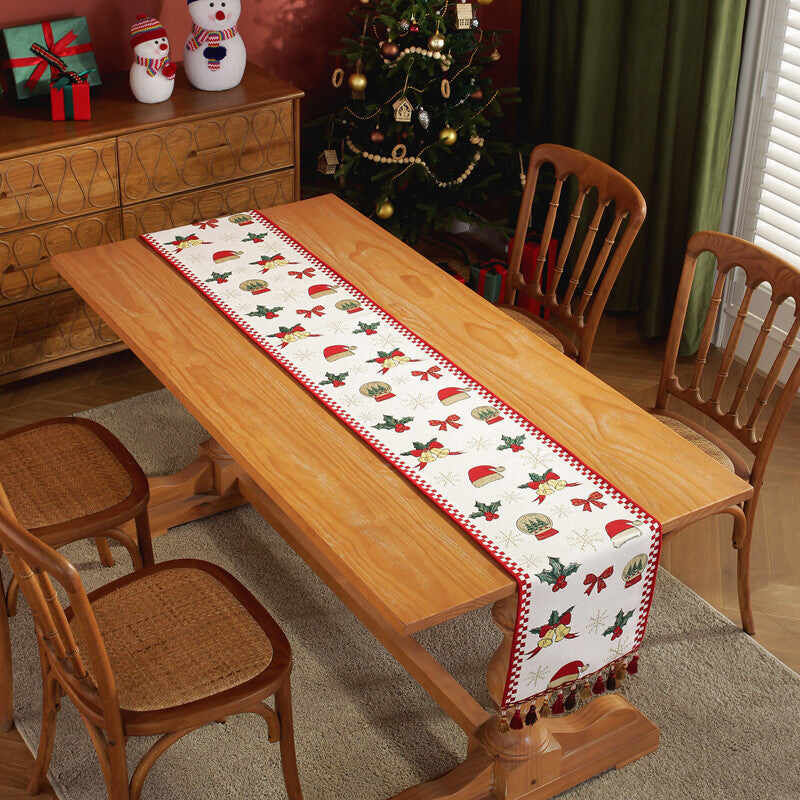 Christmas Festival Table Runner with Tassels