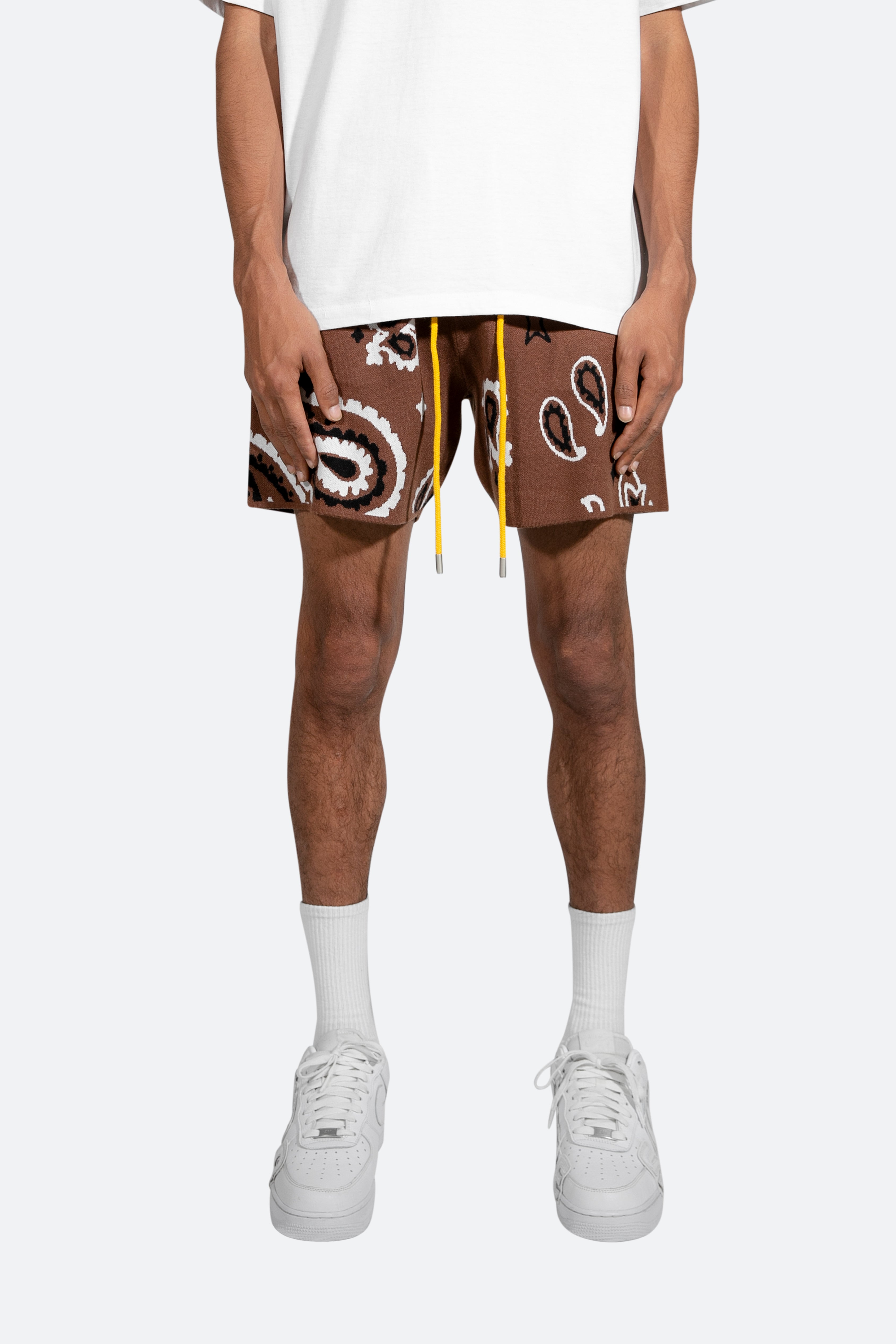 Paisley Knit Shorts - Brown