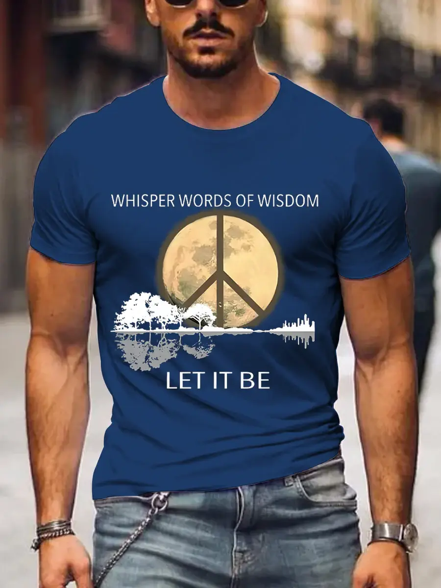 Men's Whisper Words Of Wisdom Let It Be Art Print Casual T-Shirt