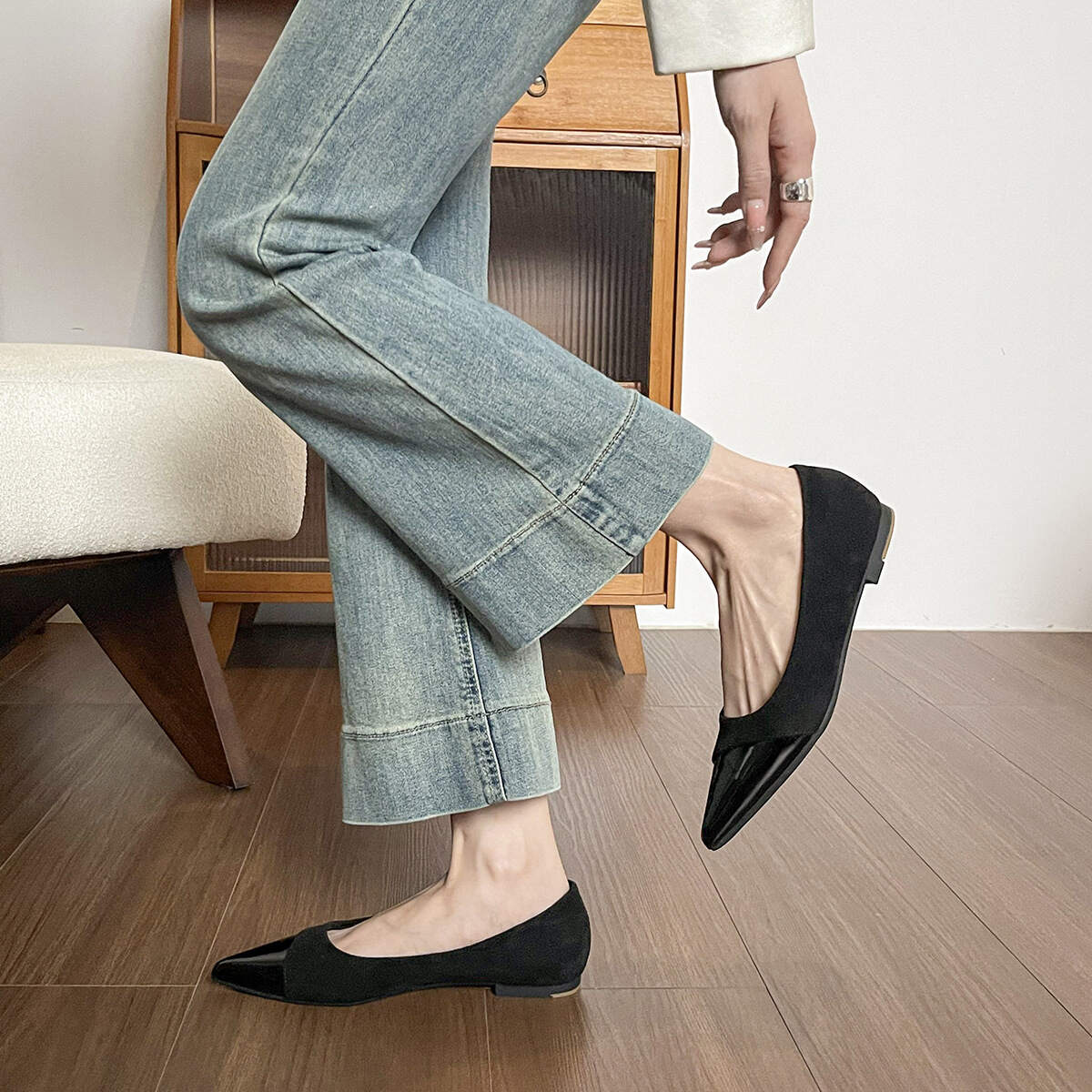 Flat-toe pointed-toe women's summer fairy-style dress-combined casual shoes for work