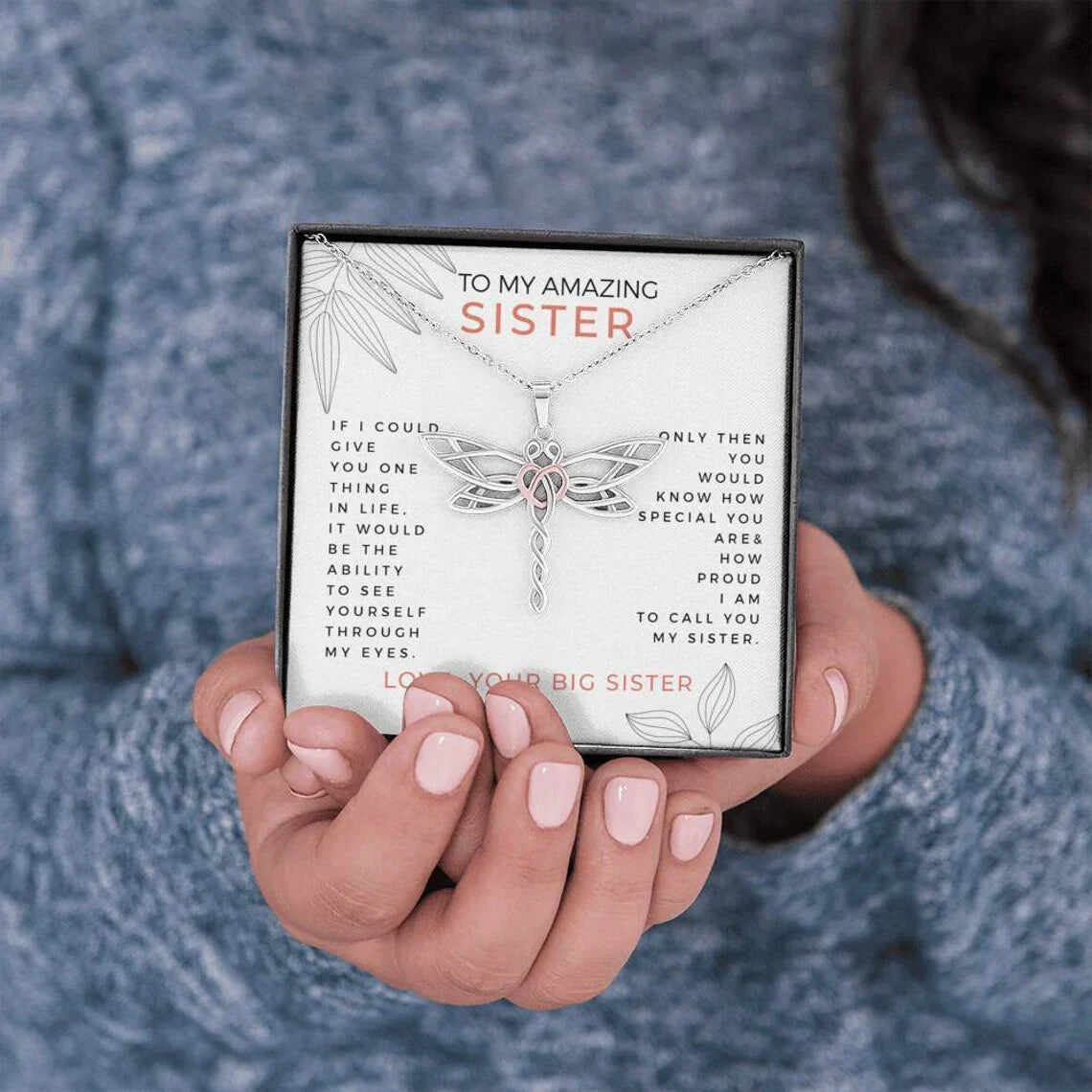 To My Sister-Dragonfly Necklace