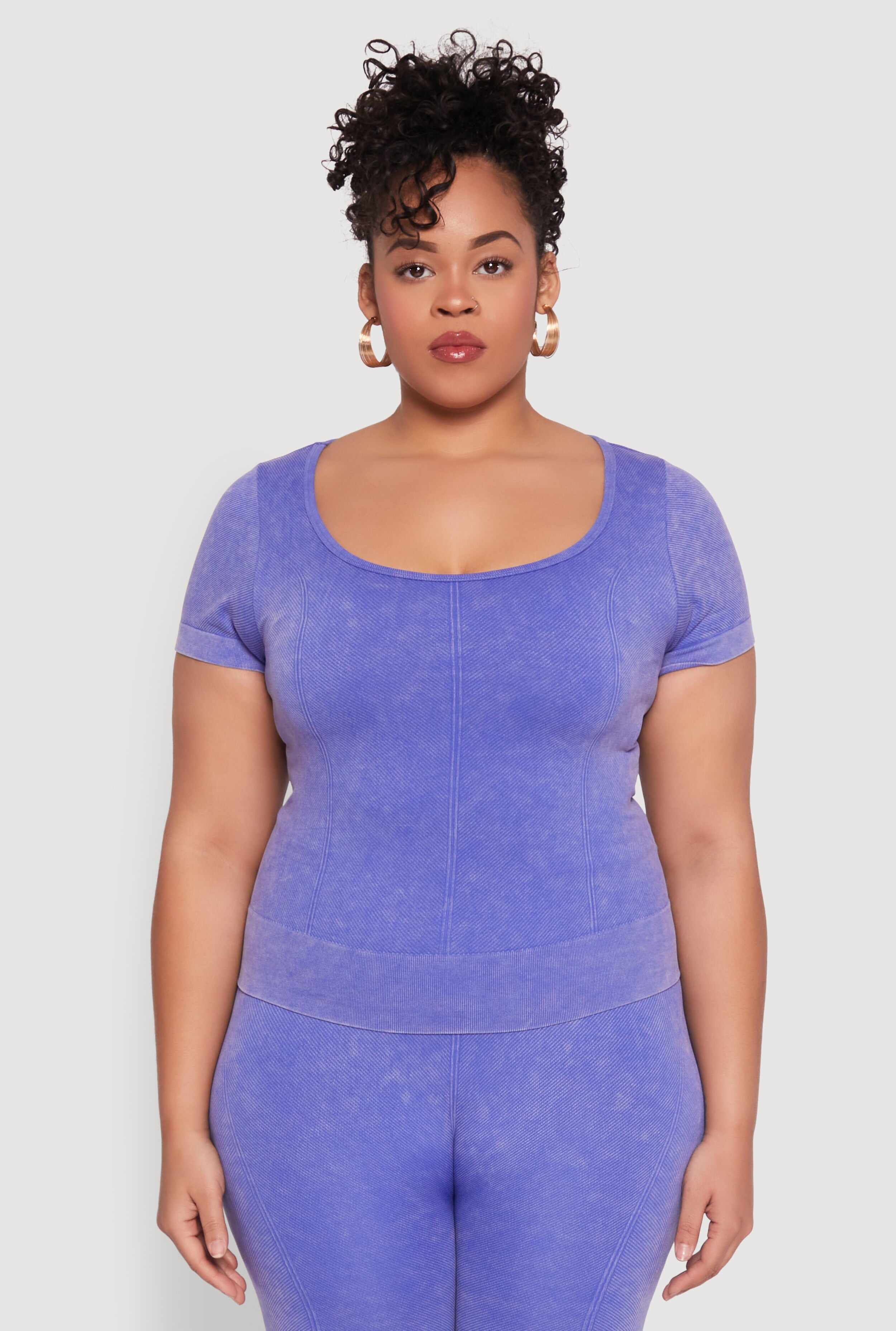 Plus Size Mineral Wash Scoop Neck Tee