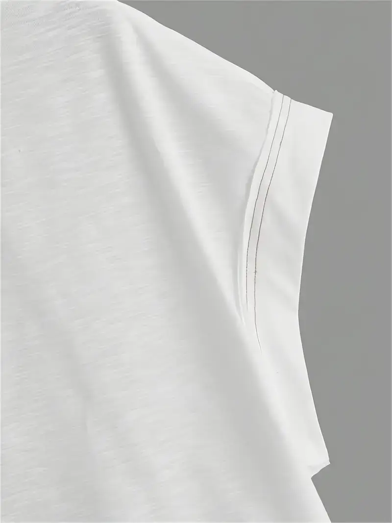Women's Plain Cut Out Asymmetrical Hem Batwing Sleeve Tee, Elegant Casual Short Sleeve Round Neck T-Shirt for Summer, Ladies Clothes for Daily Wear