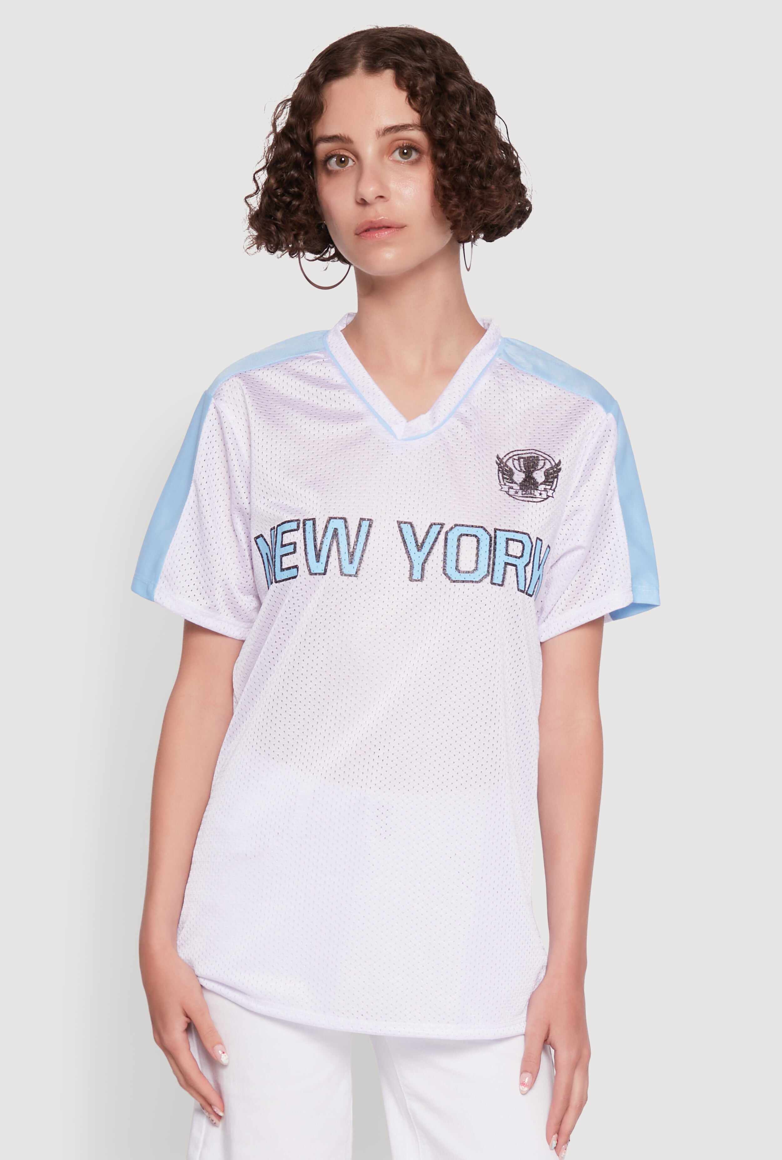 Trendy V-Neck New York Graphic Jersey