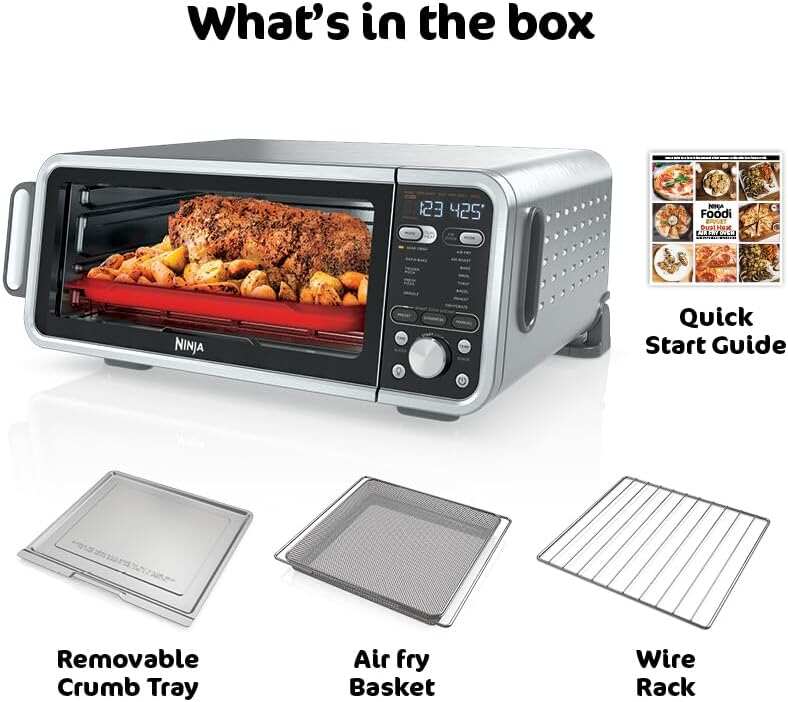 Air Fryer Toaster Oven Combo | 8-in-1 Functionality | Flip Up & Away for Storage Space | Air Fry Basket, Sheet Pan, Wire Rack & Removable Crumb Tray |1800 Watt | Stainless Steel | SP151
