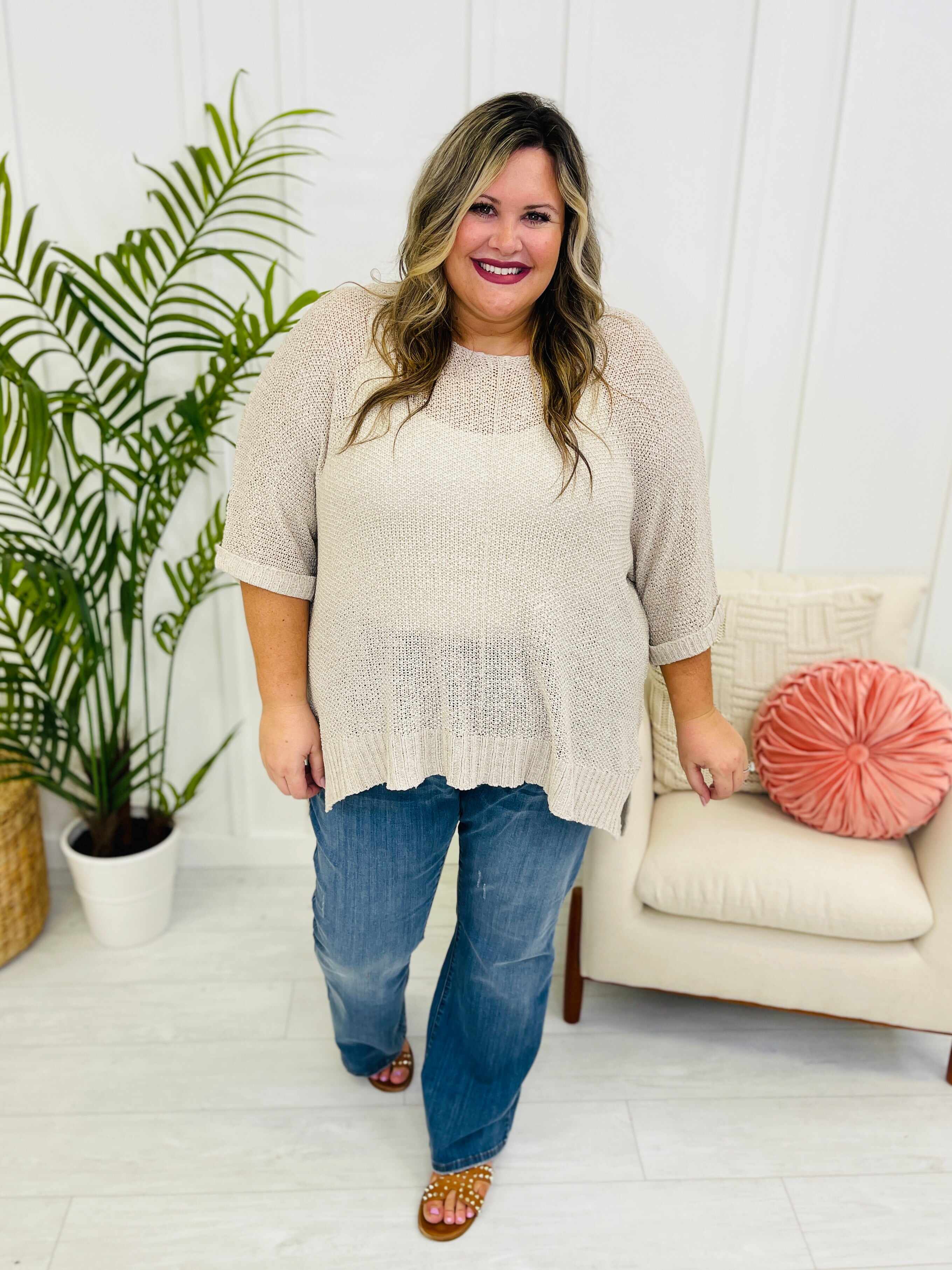 REG/CURVY Elastic Heart Pull On Slim Bootcut Jeans