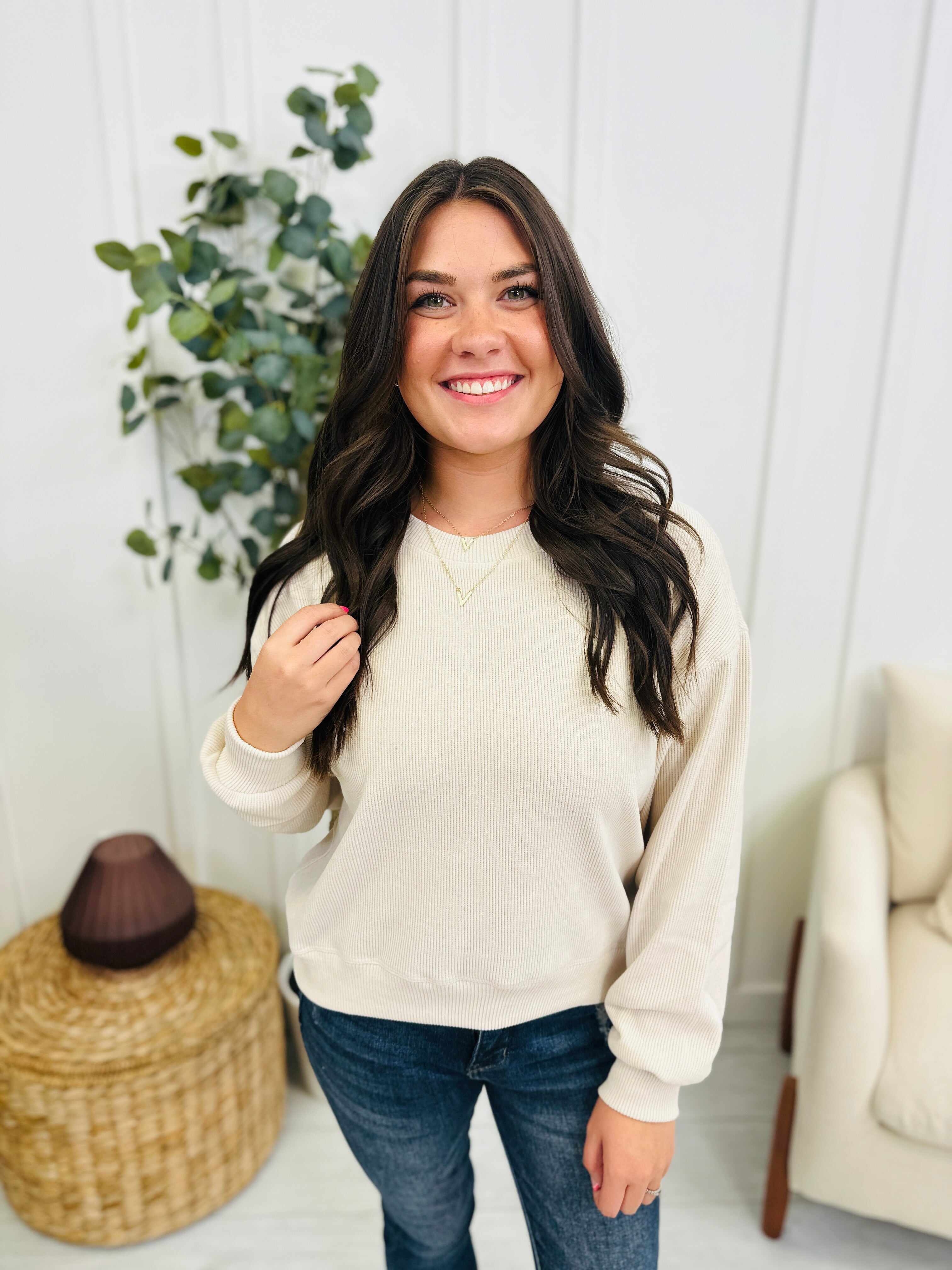 Relaxed Ribbed Corduroy Long Sleeve Top- Multiple Colors!