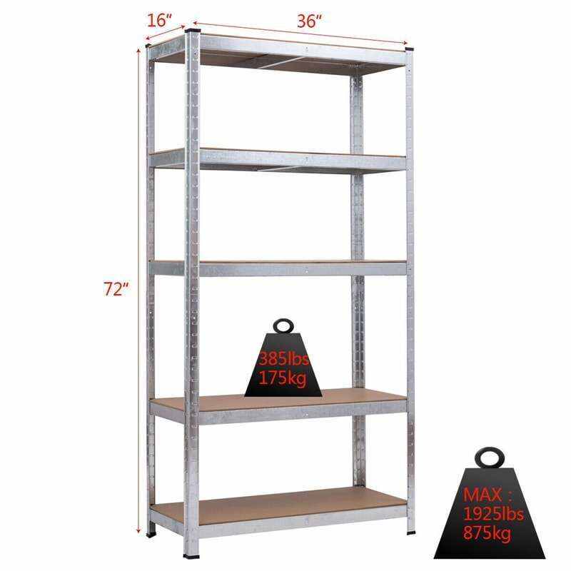 72 Inch 5-Shelf Steel Garage Storage Rack Display Stand with Adjustable Shelves