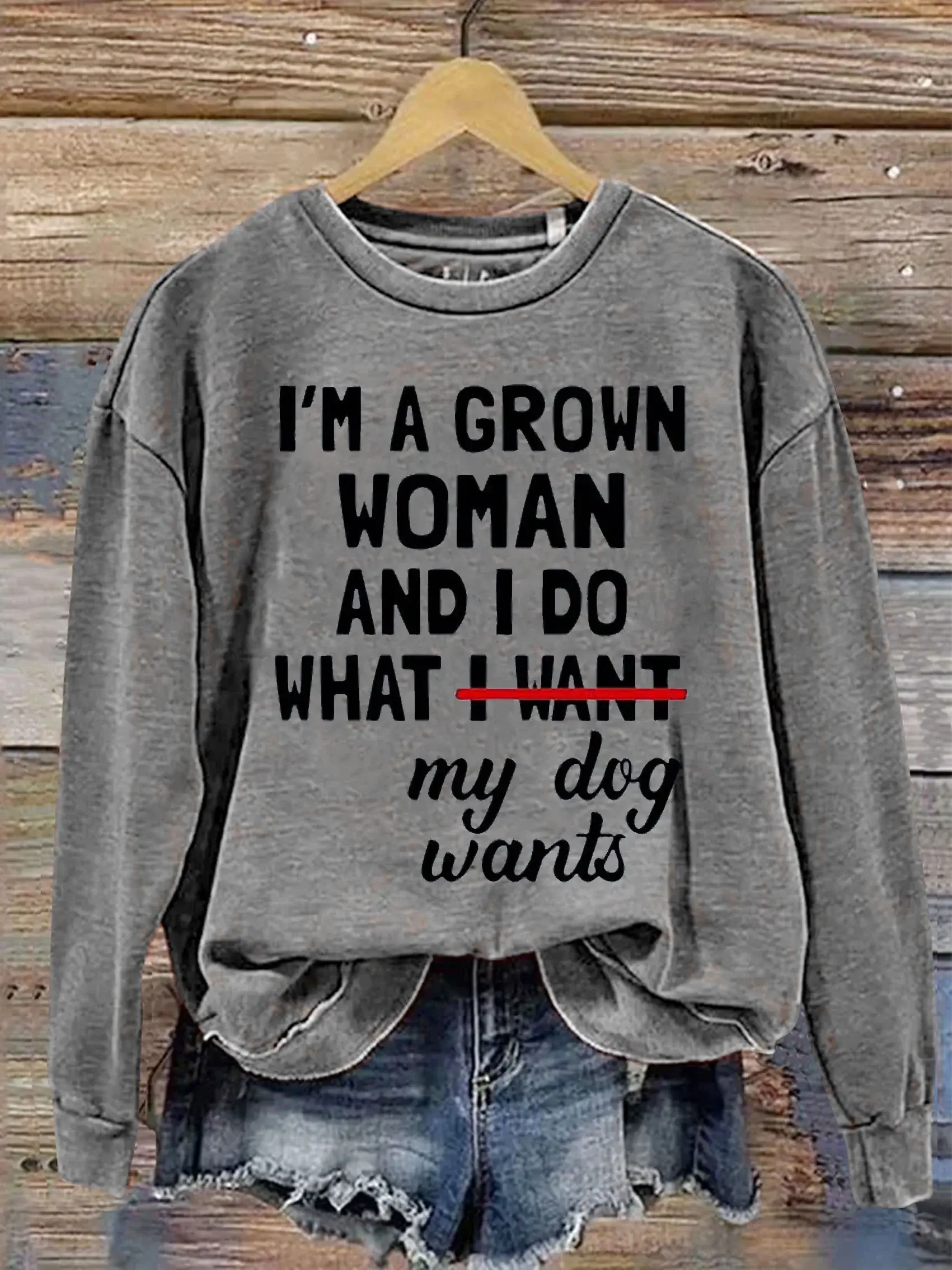 Dog Lover Letter Print Casual Sweatshirt
