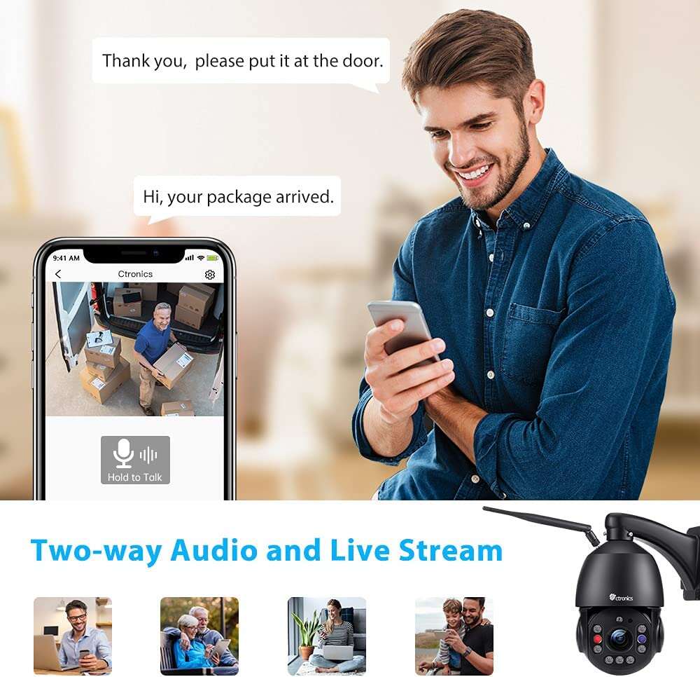 5MP HD PTZ Security Camera with 30X Optical Zoom and 492ft Night Vision