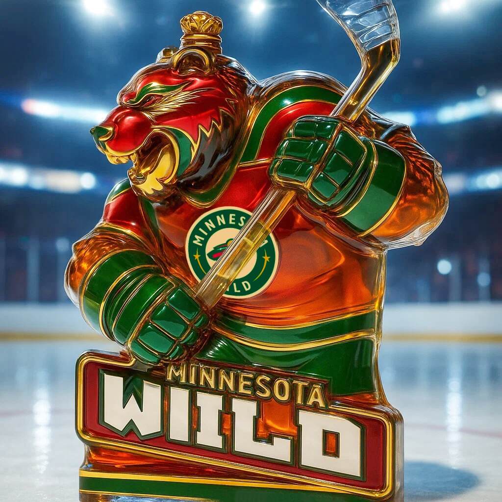Minnesota Wild Mascot Whisky Bottle