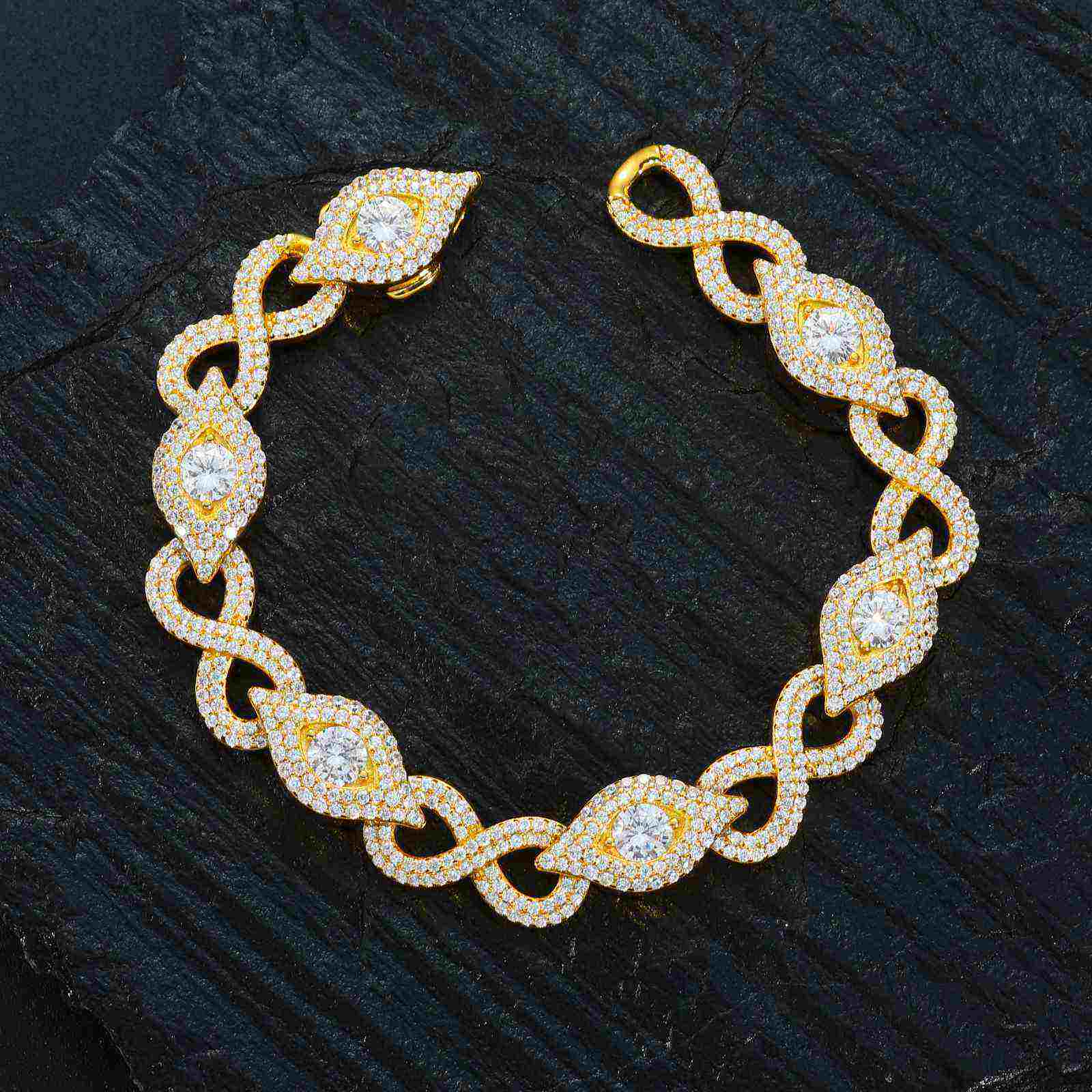 TestTest 10mm S925 Moissanite Infinity Evil Eye Bracelet