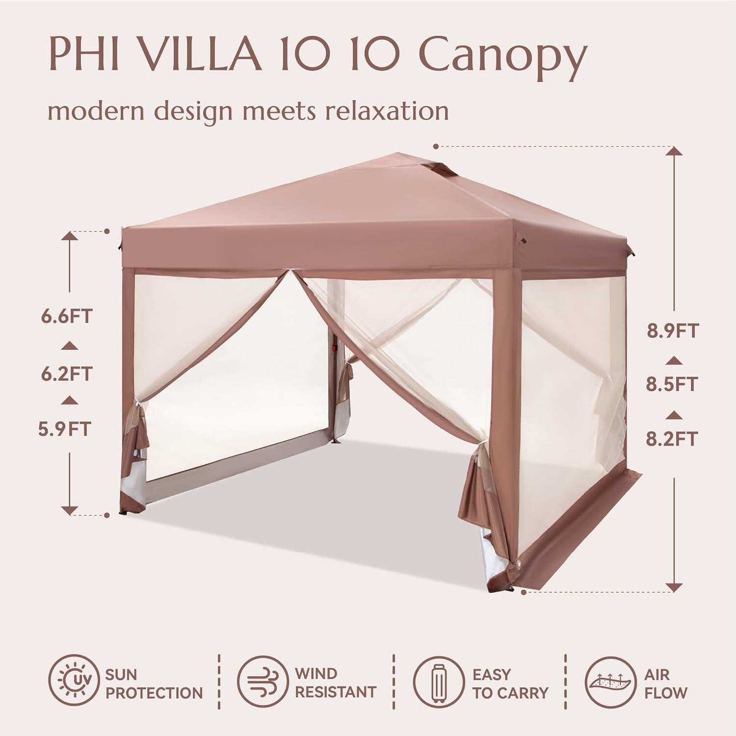 PHI VILLA Outdoor Pop up Canopy 10'x10' Tent Camping Sun Shelter-Series Party Tent, 100 Sq. Ft of Shade (Blue)