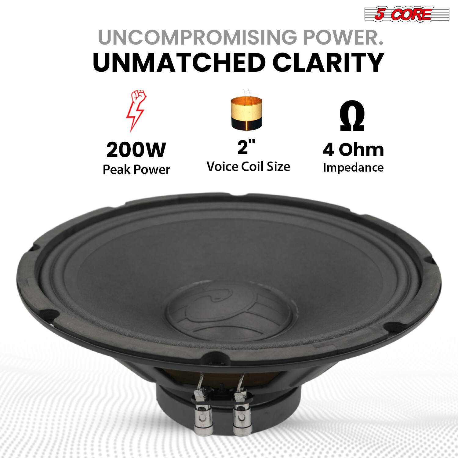 5 Core 12 Inch Speaker 200W Car Loudspeaker 4 Ohm Replacement Driver w 30 Oz Y30 Magnet for Vehicle-SP 12120 4OHMS