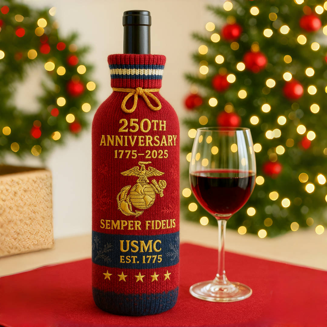 U.S. Military 250th Anniversary Commemorative Knitted WineBottle Sleeve