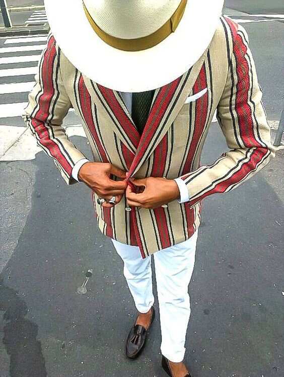 Men's Western Casual Long Sleeve Striped Print Jacket Blazer