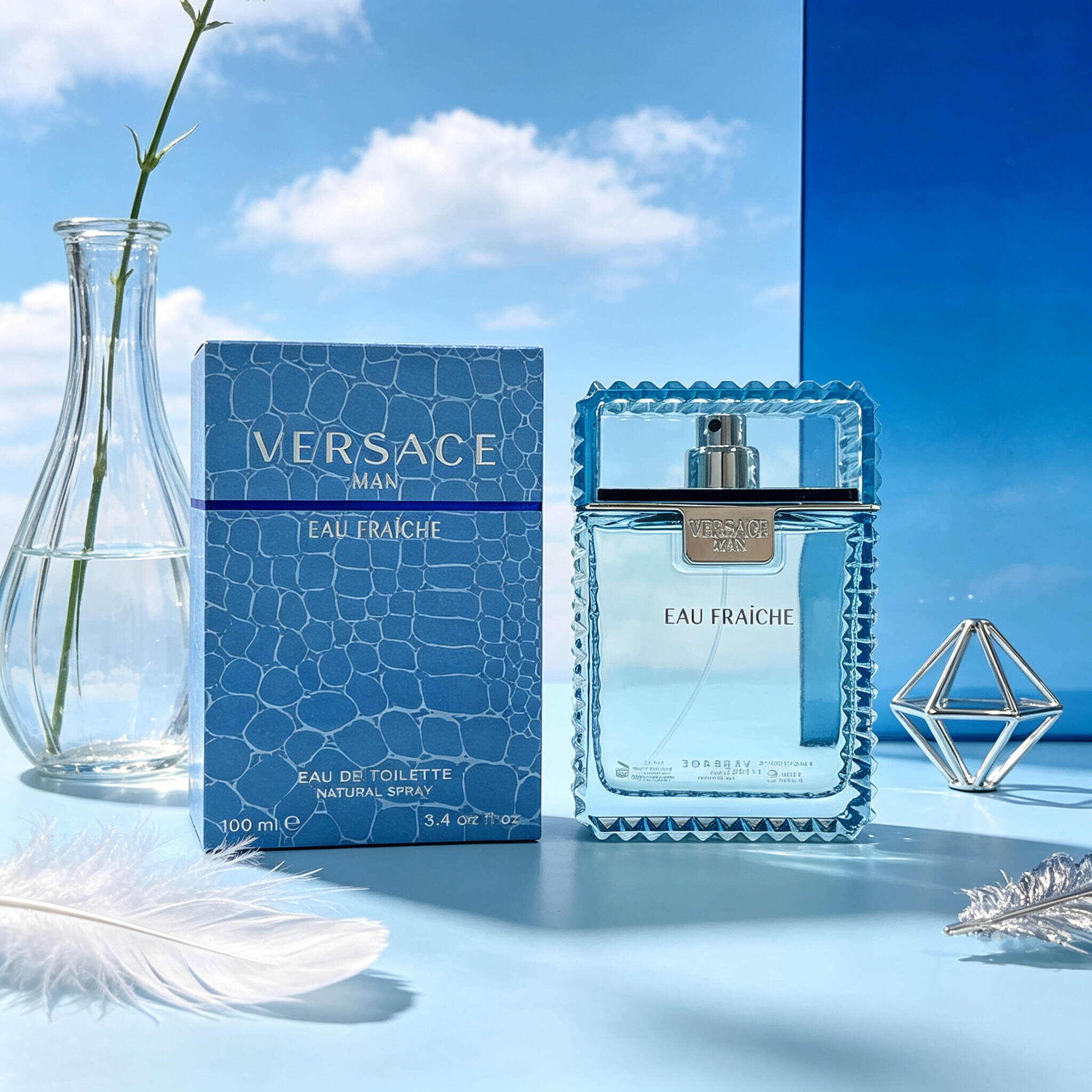 Versace Man Eau Fraiche EDT for Men Fresh Citrus Aquatic Woody Perfume 100ml