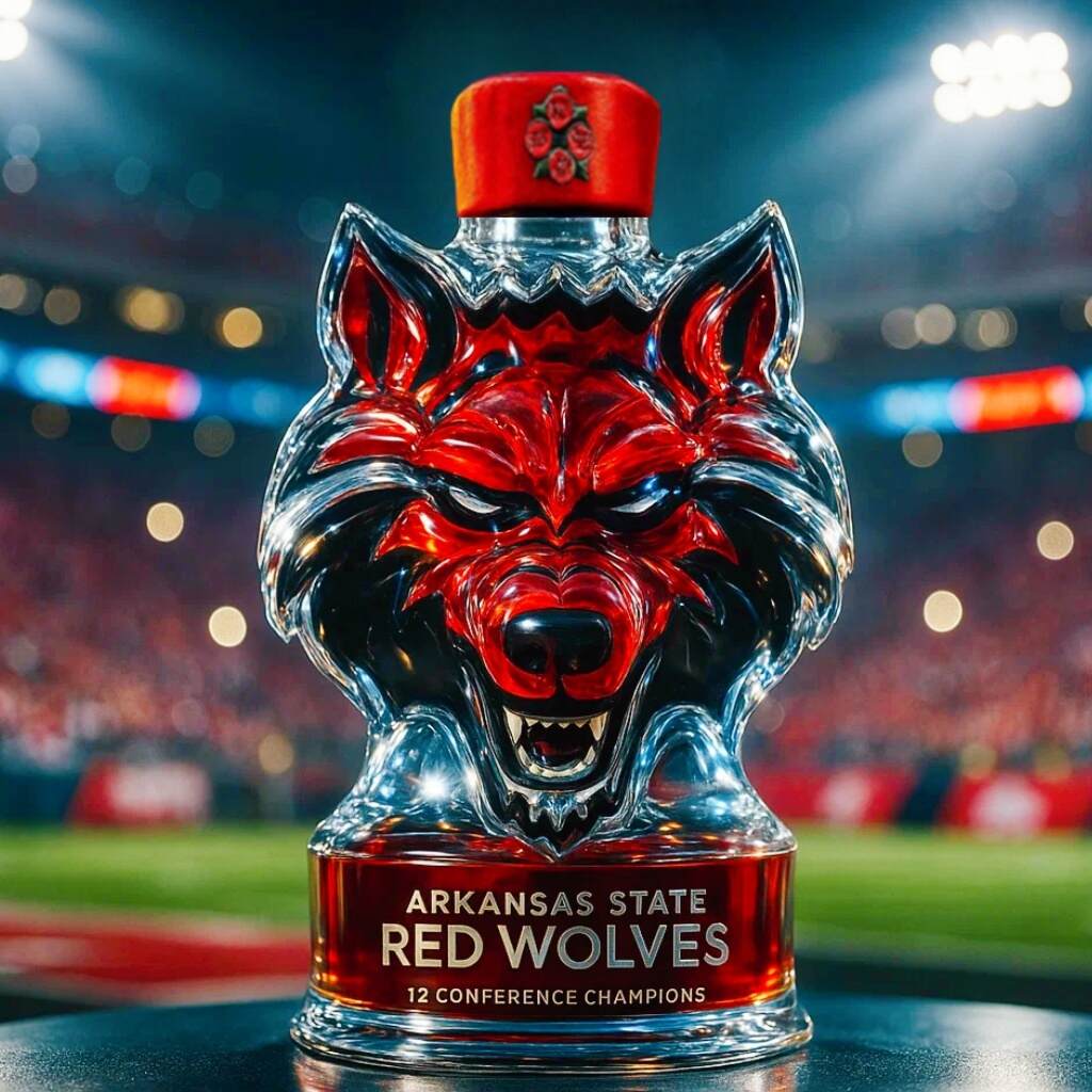 Arkansas State Red Wolves 12 Conference Championship Whiskey Bottle
