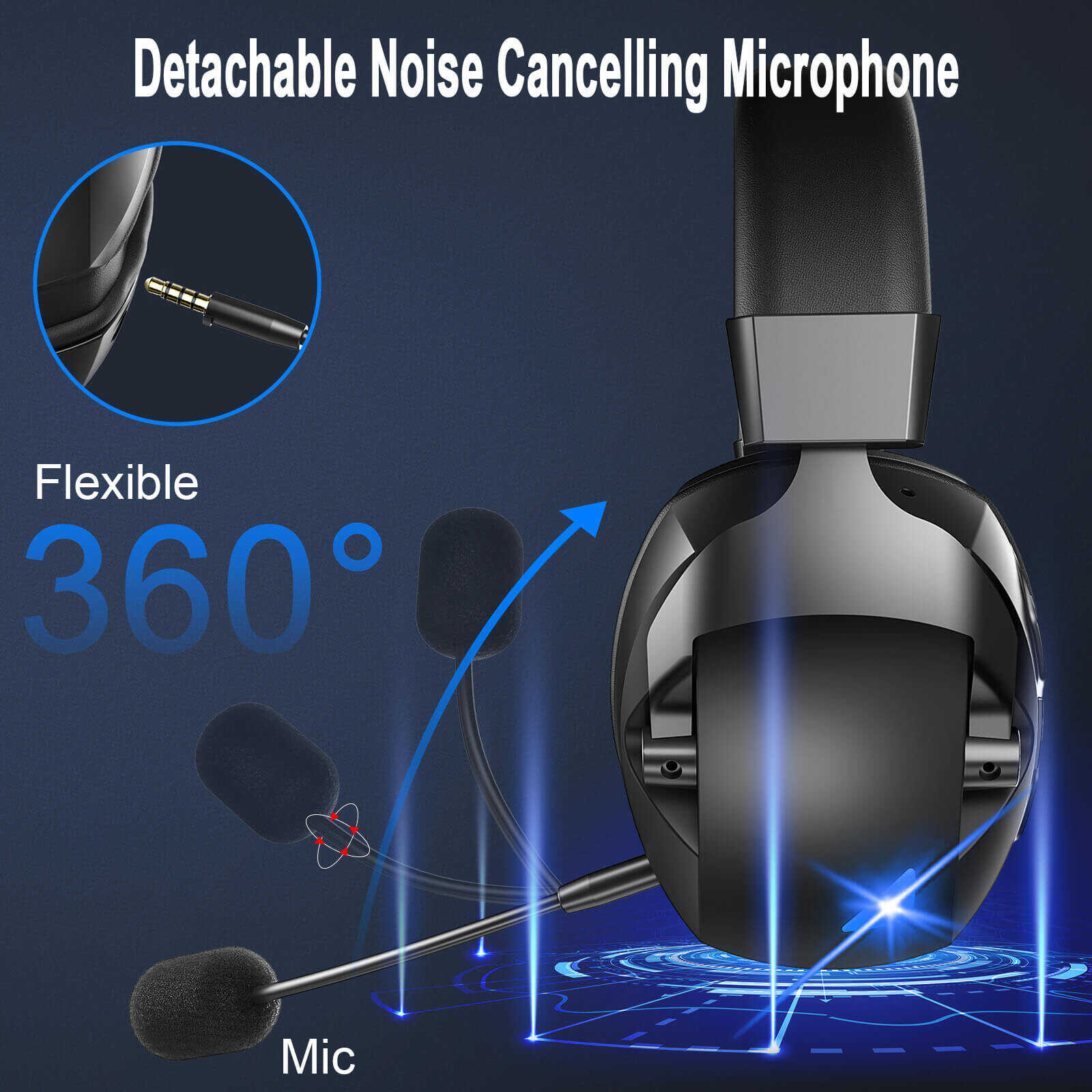 Wireless Gaming Headset With Noise Cancelling Microphone, 2.4G & Wireless Dual Mode Gaming Headphones, Wireless Headset Suitable For PC, PS4, PS5, Smart Phone, Mac, Laptop