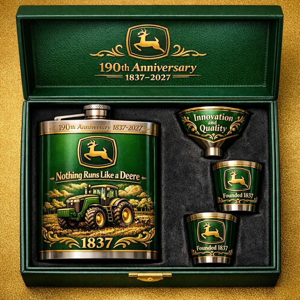 John Deere 190th Anniversary Flask Gift Set