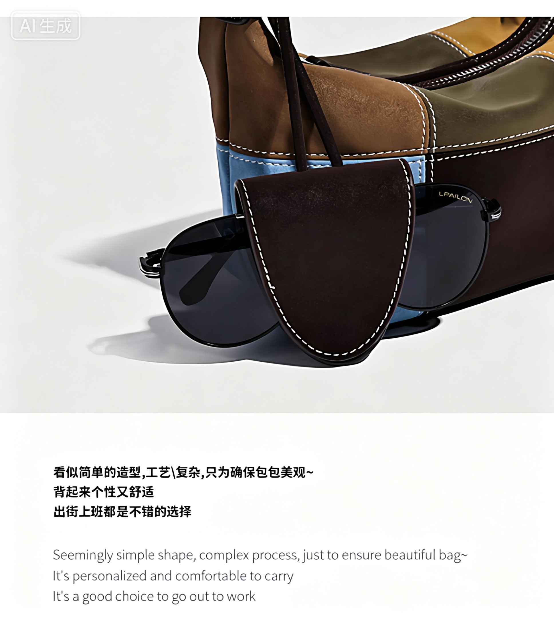 Fashionable women handbag with cowhide leather