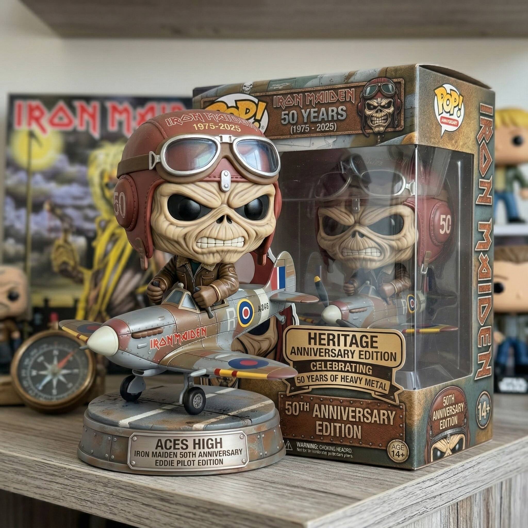 🎁Iron Maiden Aces High 50th Anniversary Eddie Pilot Funko Pop!