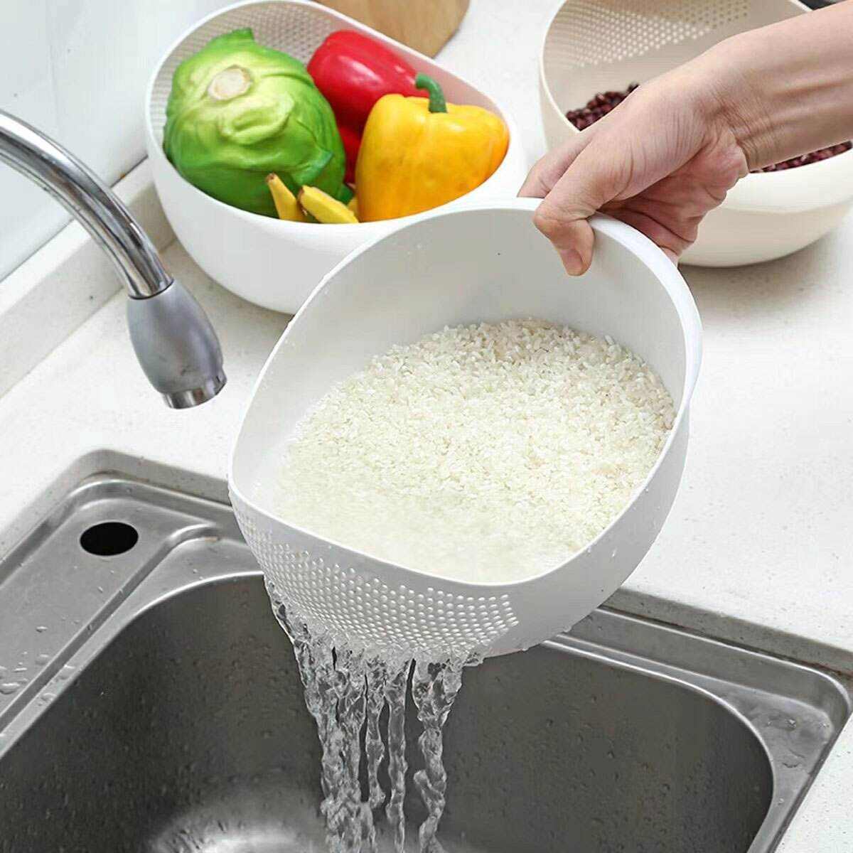 1pc/2pcs/3pcs Multi-Functional Kitchen Washing Basket Basin - Drain Water, Wash Rice, Perfect For Cleaning Vegetables And Fruits, And More With Convenient Features - Ideal For Various Uses And Users, Kitchen Accessories